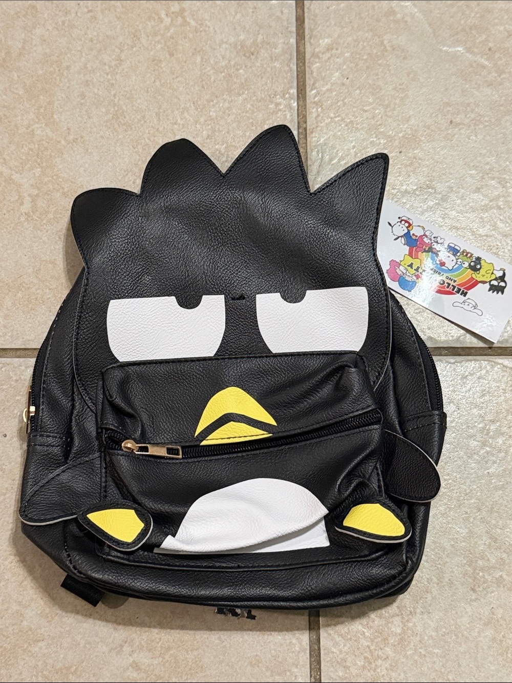 Hello Kitty Black & White Cartoon Bird Mini Backpack with Yellow Accents